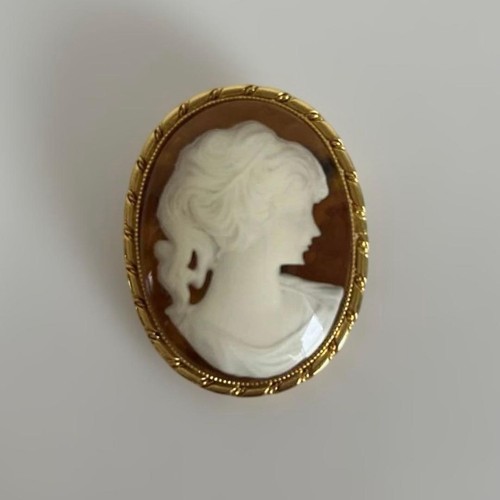 Vintage gold kamee brosche - vintage,