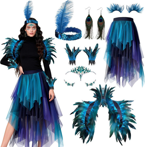 Pfau kostüm damen set - pfau,