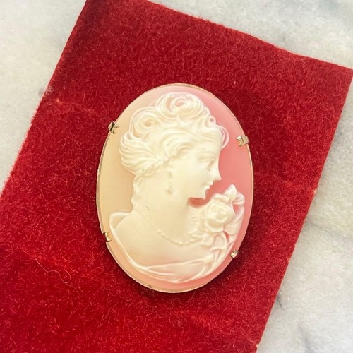 Vintage rosa kamee brosche - rosa,