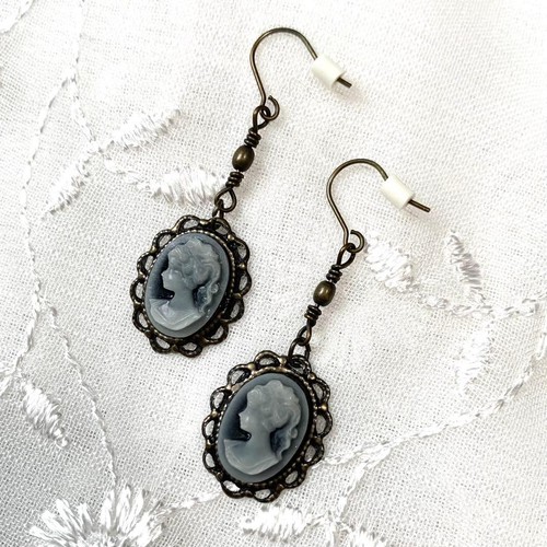 Vintage kamee muschel ohrringe - muschel,