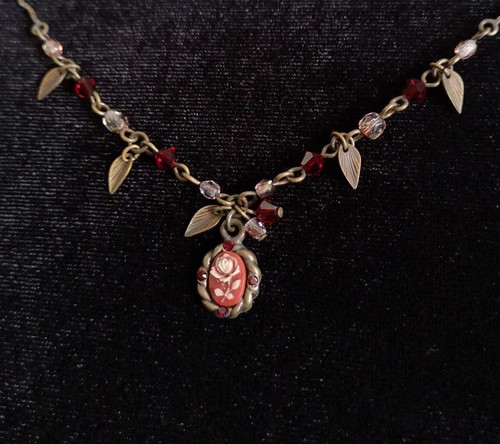 Vintage kamee halskette rose - vintage,
