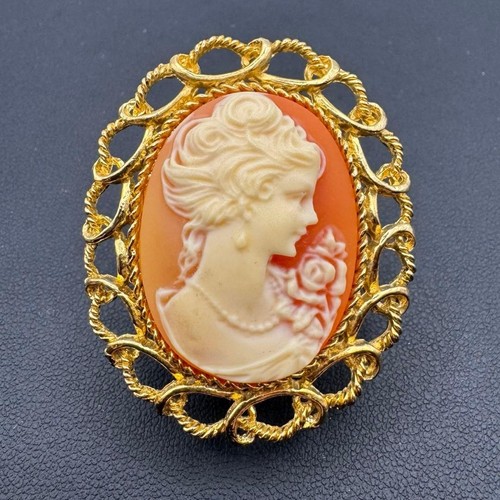 Vintage kamee oval brosche - oval,