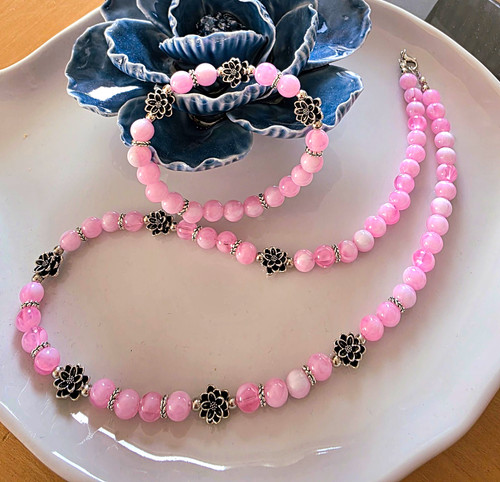 Handmade rosa perlen halskette - handmade,