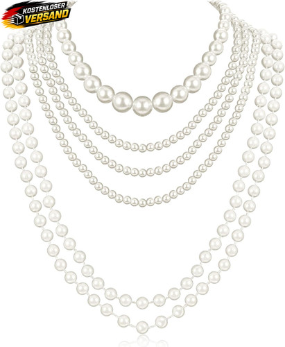 Perlenkette damen lang - 6er, set