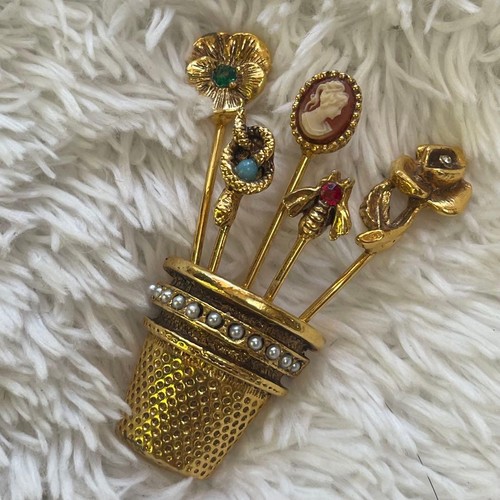 Vintage gold brosche - gold, mit